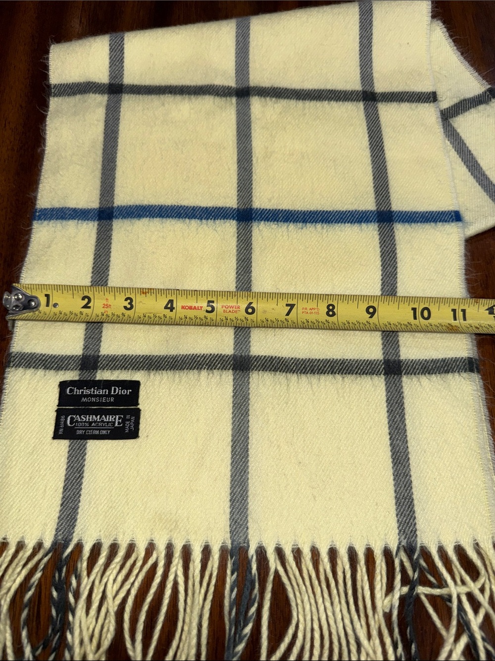 Christian Dior Cashmere Plaid Fringe Scarf - Picture 5 of 5